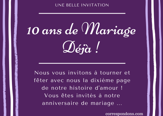 Textes 10 Ans De Mariage Felicitations Humour Message Carte Invitation