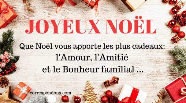 Belle carte de Noël avec un beau texte de souhaits