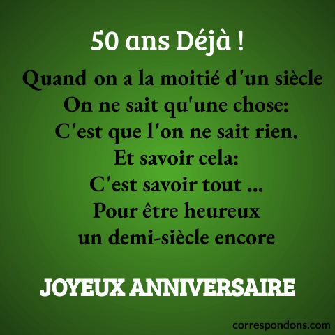 Message Joyeux Anniversaire 50 Ans Cartes Textes Sms Poeme Citations