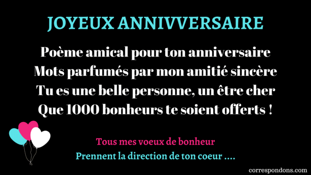 Poème anniversaire amitié pour une copine ou un copain