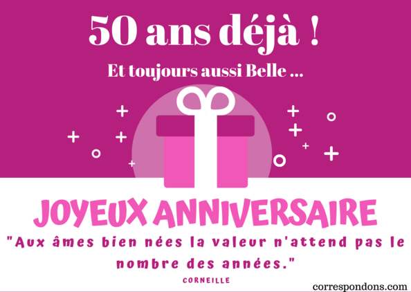 Jolie carte pour souhaiter un bon anniversaire à une femme de 50 ans